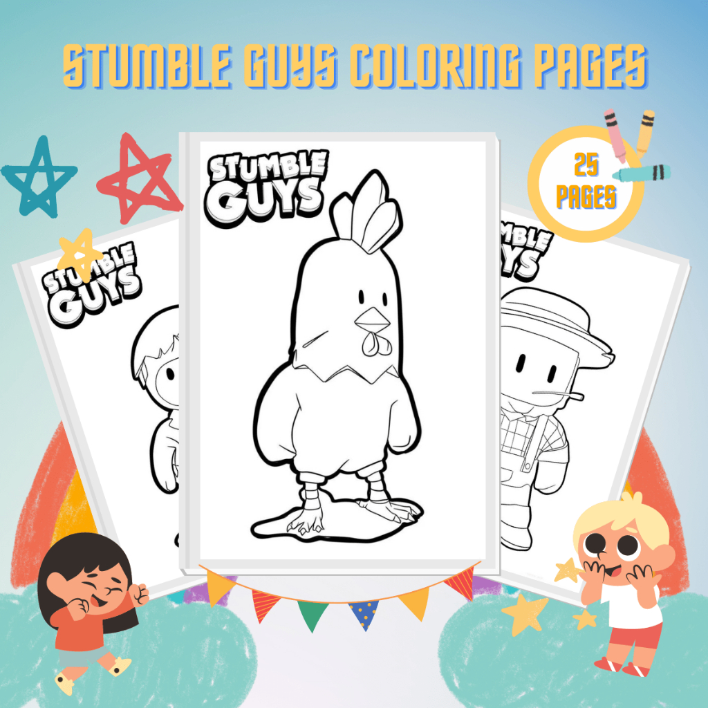 Kit 25 Desenhos Para Colorir / Pintar - Tema Stumble Guys - Folha A4 ! 1 Por Folha!