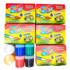 3 Cx Tinta Guache 15ml Tempera 6 Cores Pintura Aquarela Papelaria Atacado Kit Lembrancinha Infantil