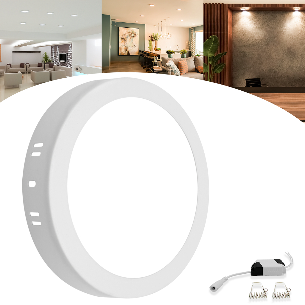 Painel Plafon 18w Redondo Teto Borda Fina Sobrepor Led em Oferta na Shopee