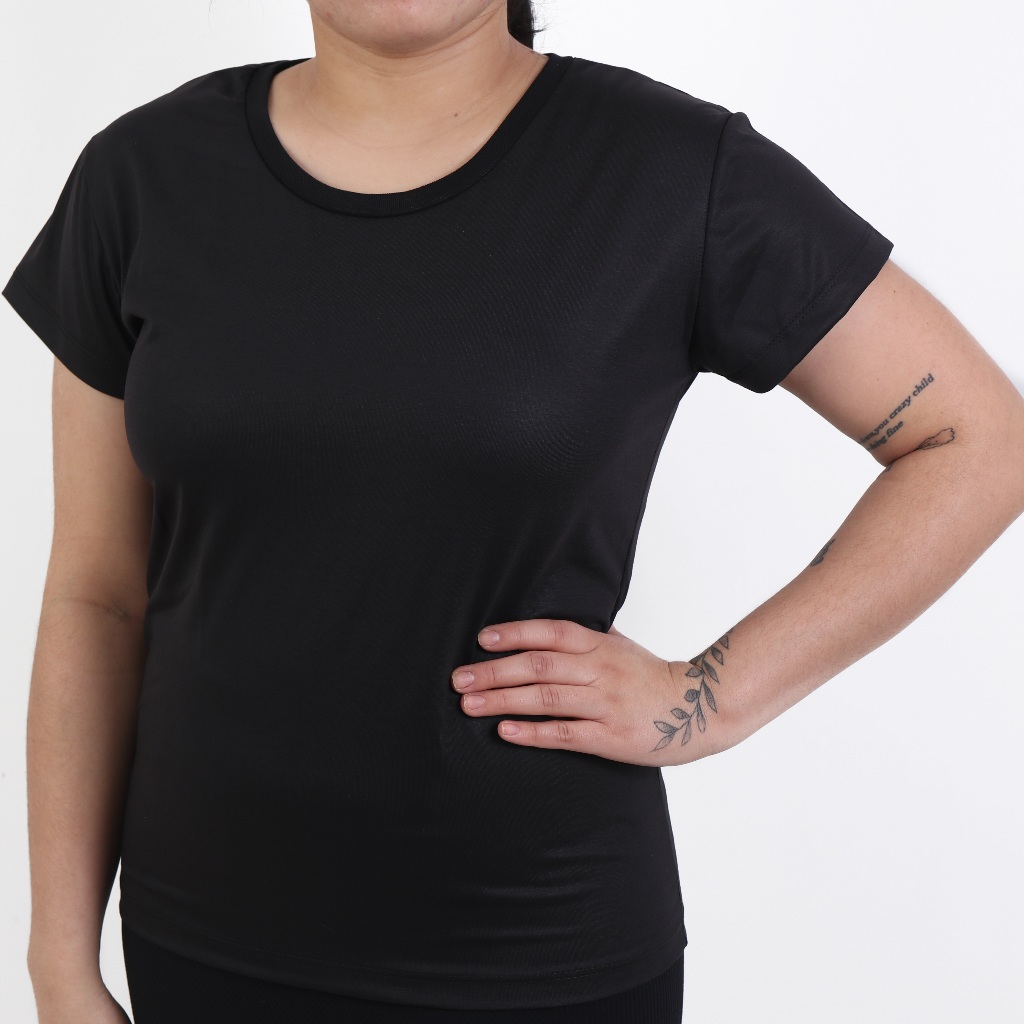 Baby look feminina 100% Poliéster Preta em Oferta na Shopee