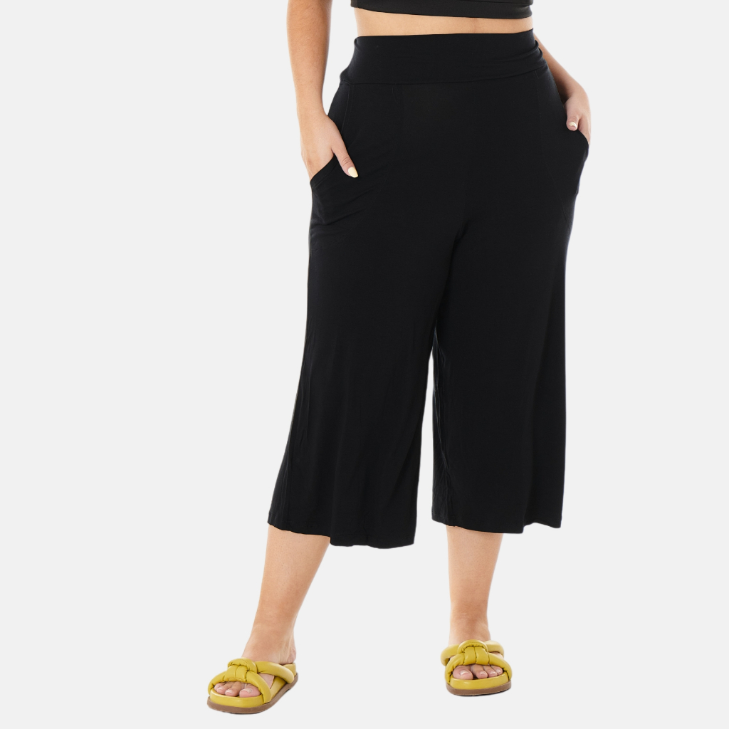 Calça Pantacourt Feminina Plus Size Viscolycra Elástico Na Cintura Casual 102507-A