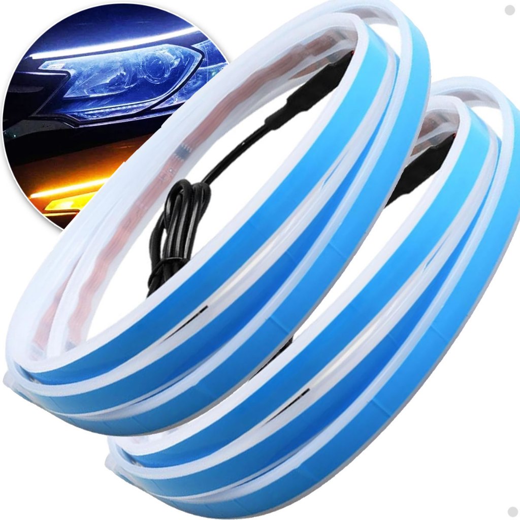 Par Fita Led Automotiva 30cm 45cm 60cm 12v Farol Drl Com Seta Sequencial universal todos carros em Oferta na Shopee