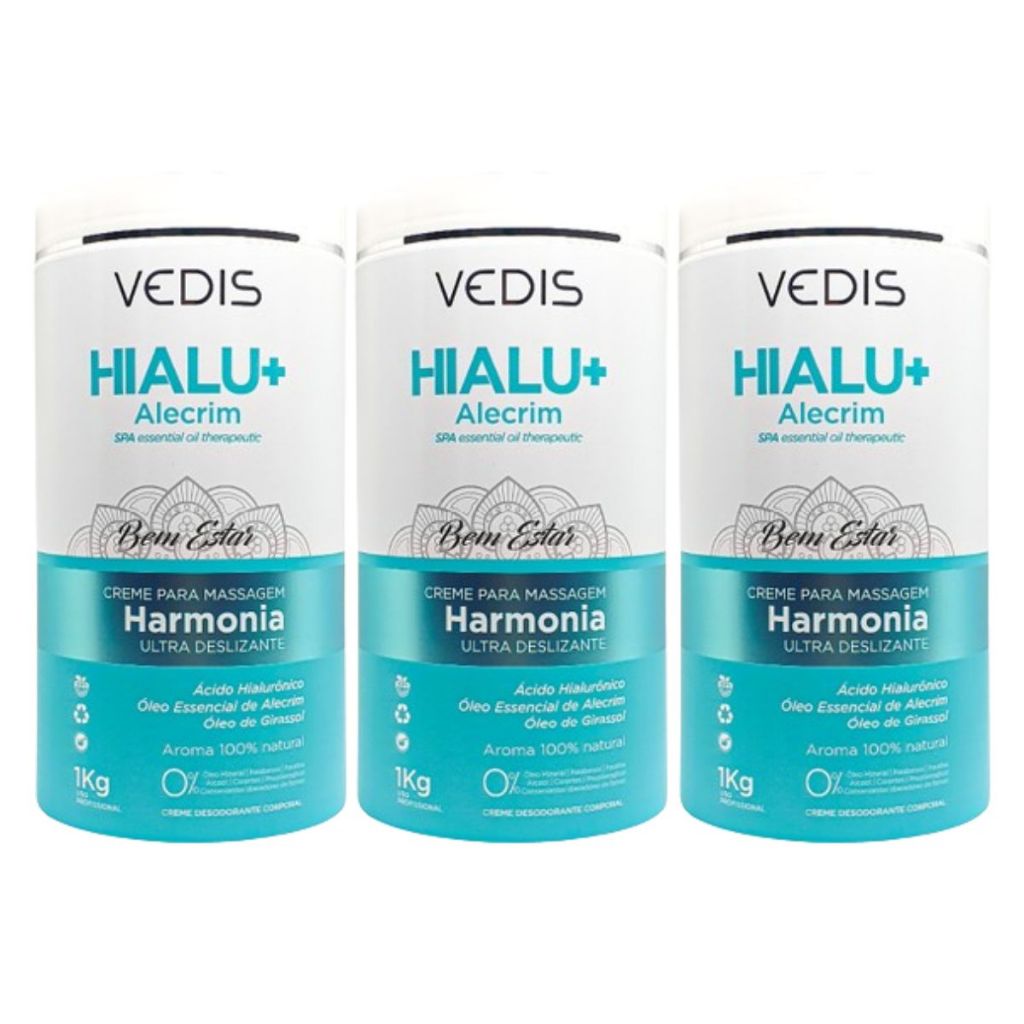 Kit 3 Creme Para Massagem Chakra Harmonia Vedis Pra Celulite