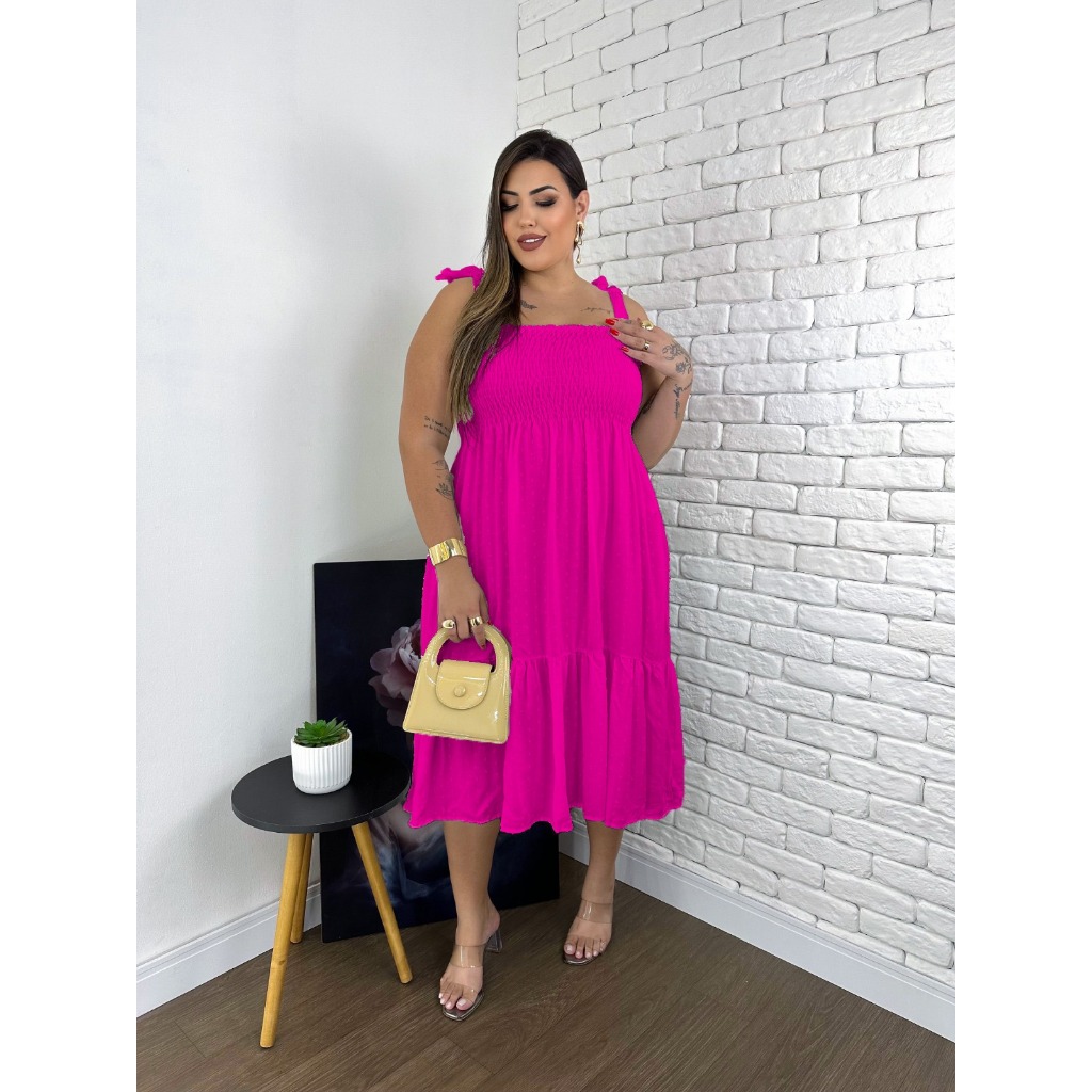 Vestido Soltinho Midi Jovial Plus Size Curvas Alcinha Ajustavel