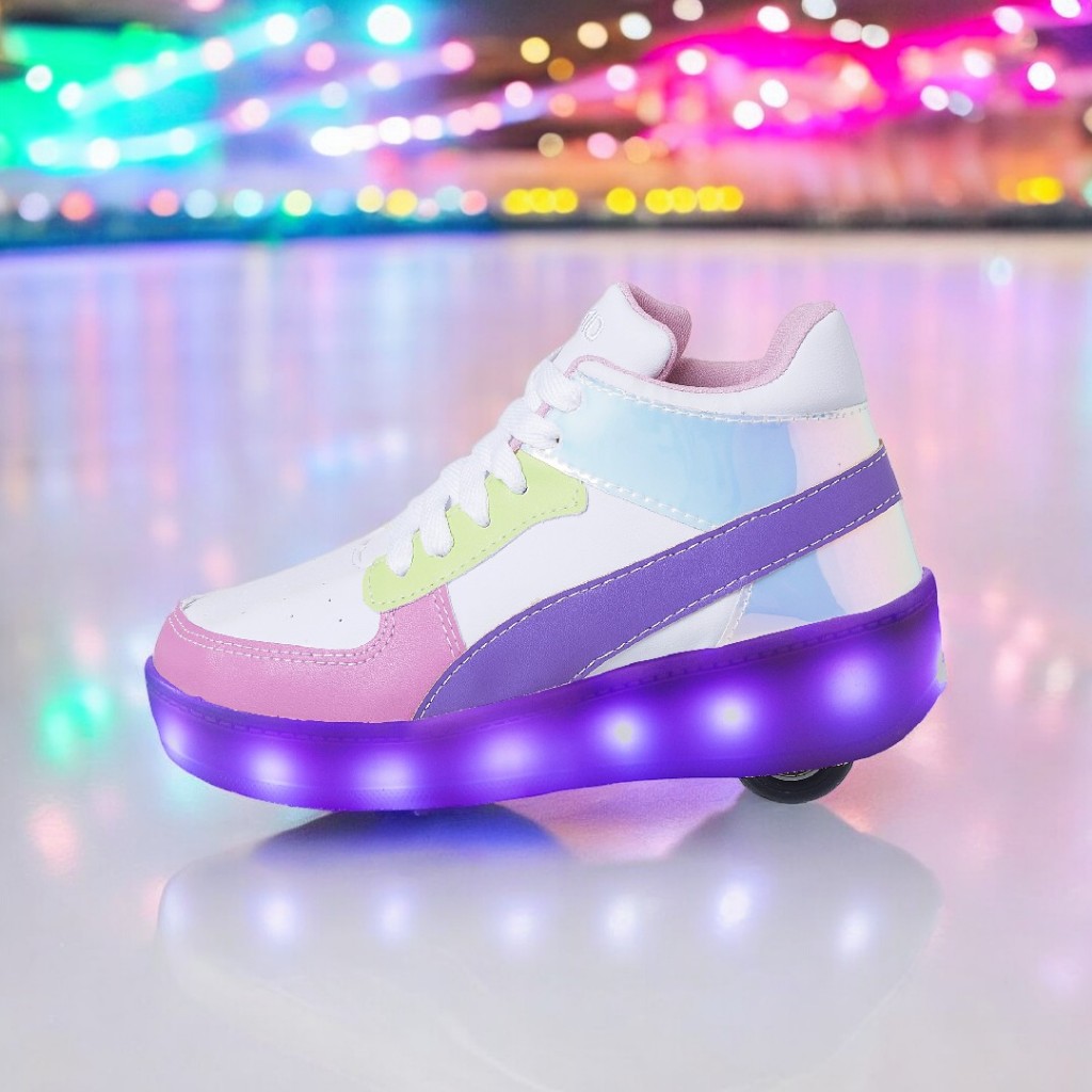 Tênis Beakid De Rodinha Infantil Menina Com LED 1 Rodinha Recarregável Casual Colorido Luzinha