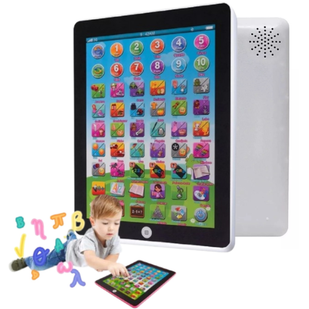 Tablet Infantil Educativo 54 Funções Português Ingles - 20cm x 30cm branco