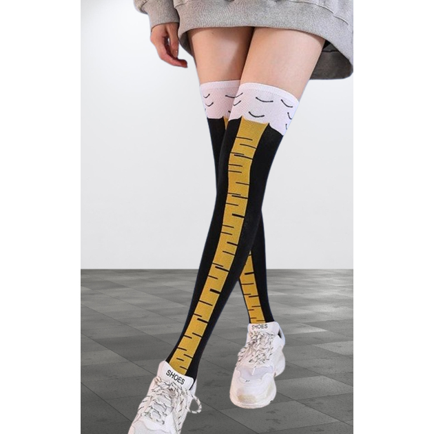 Meia divertida  Cano Alto  Com Desenho Pé de galinha  Adulto Unissex