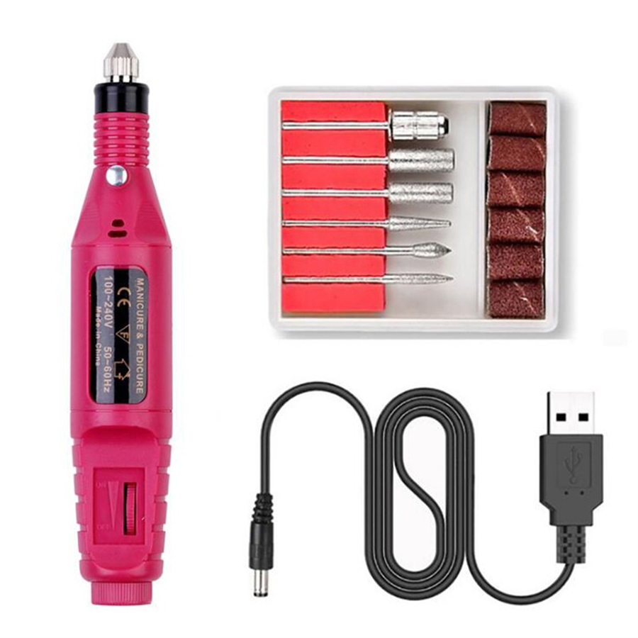 Kit Profissional de Lixadeira de Unhas Elétrica com Broca e Motor Bivolt para Manicure e Pedicure