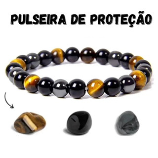 Pulseira Pedra Natural Hematita, Ônix E Olho De Tigre em Oferta na Shopee