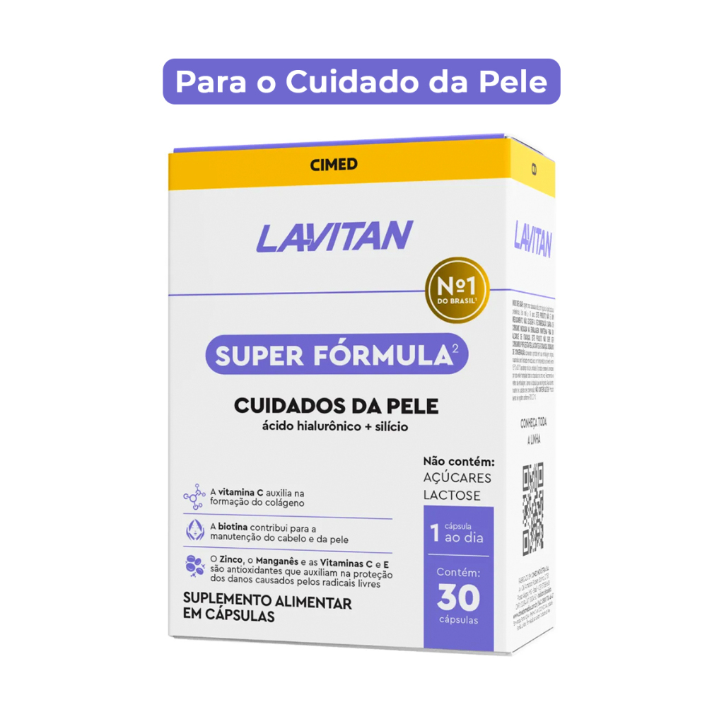 Lavitan Cuidados da Pele Cabelo Unha Biotina Vitamina C 30cp Cimed Suplementos Beleza Super Fórmula