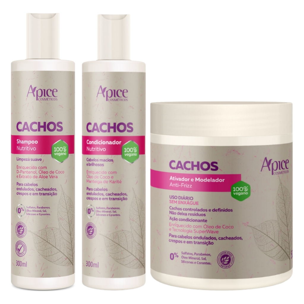 Kit Apse Shampoo + Condicionador + Ativador De Cachos Tratamento Capilar Cacheado Profissi...
