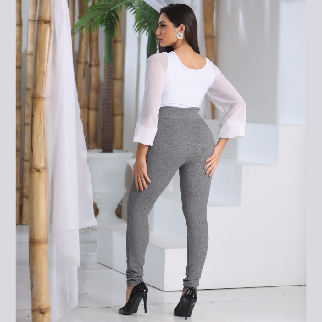 Kit 3 Calça Feminina Skinny Crepe Social Cinto Cintura Alta — imagem 2 de 2