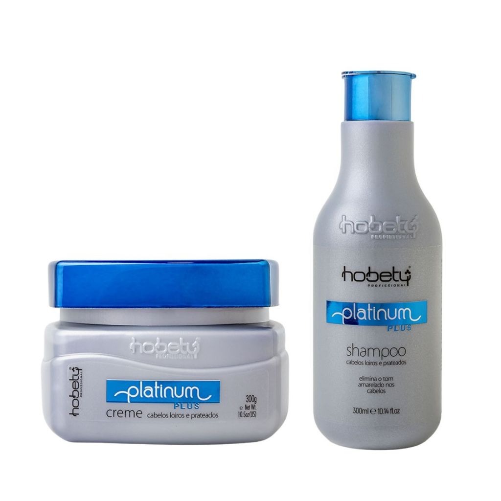Matizador Loiros e Grisalhos Kit Platinum Plus Shampoo 300m e Mascara 300g Hobety