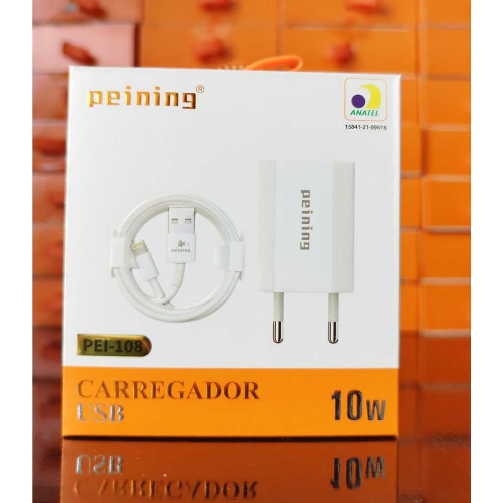 Kit Carregador Para Celular Iphone Fonte Com Cabo Lightning 1M 10W - Carregador Iphone Com Anatel