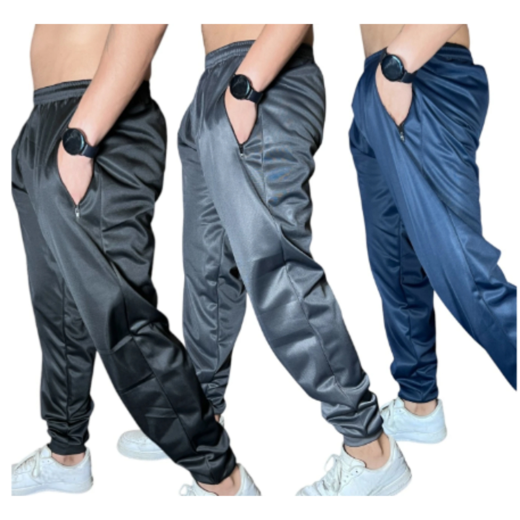 Calça Jogger Preta Masculina Dry Fit Com Fitas Esportiva