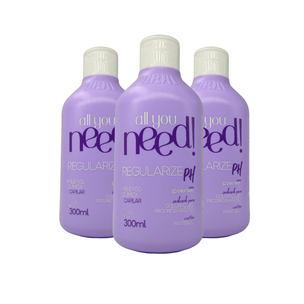 Kit 3x Regularize pH 300ml Mirai Tecnilogia Odor-Tech Pré e Pos Quimica