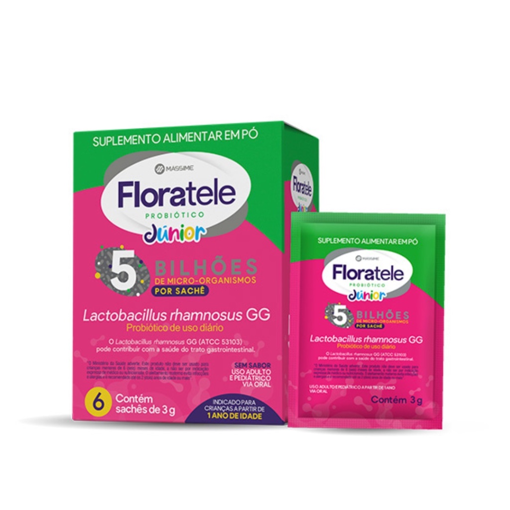 Floratele Probiótico Júnior 6 Sachês 5 Bilhões Lactobacillus