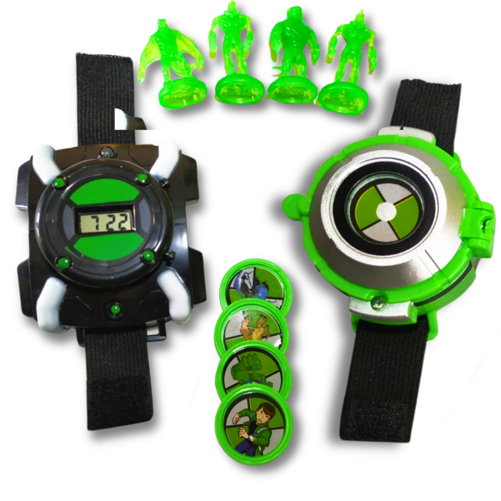 Kit Relógio Ben 10 Omnitrix Lançador De Discos Sons E Luzes