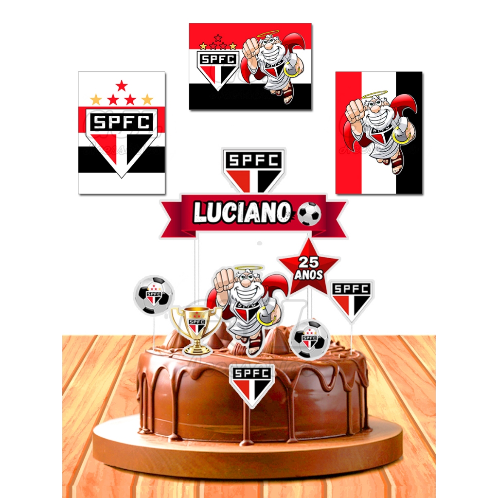Kit Time São Paulo Topo Topper De Bolo + Banners Para Doces Personalizado Aniversário