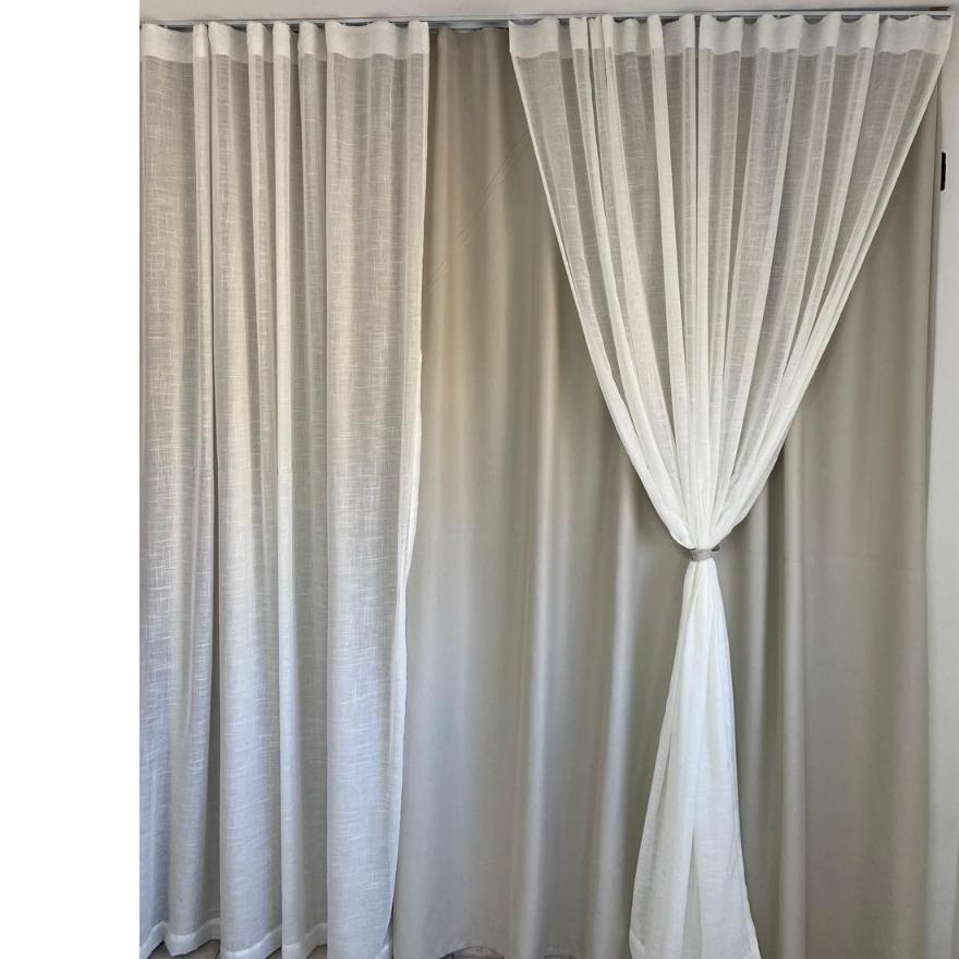 Cortina Voil Gaze de Linho 3,00 Forro Microfibra Trilho Suiço
