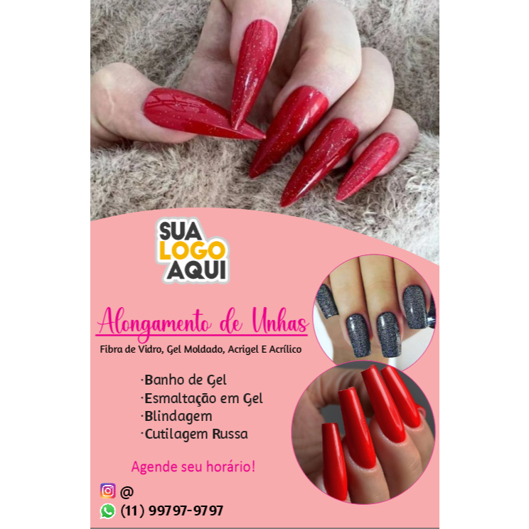 Banner em Lona Personalizado Manicure Pedicure Nail designer Alongamento de Unhas Propaganda SPA pés Unhas gel fibra de vidro molde f11 Acrigel Esmalte Cartaz divulgação