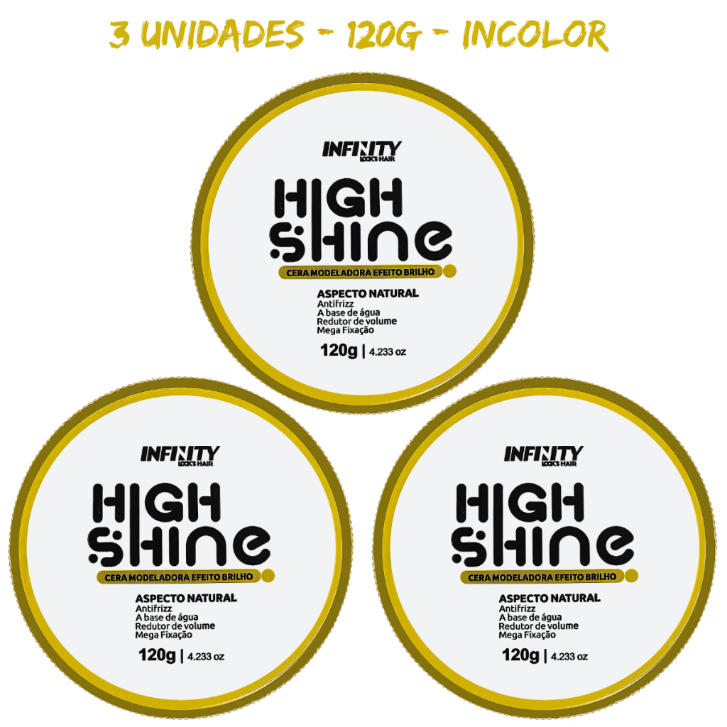 Cera Modeladora Efeito Brilho 120g High Shine INFNITY LOOKS HAIR - 3 un