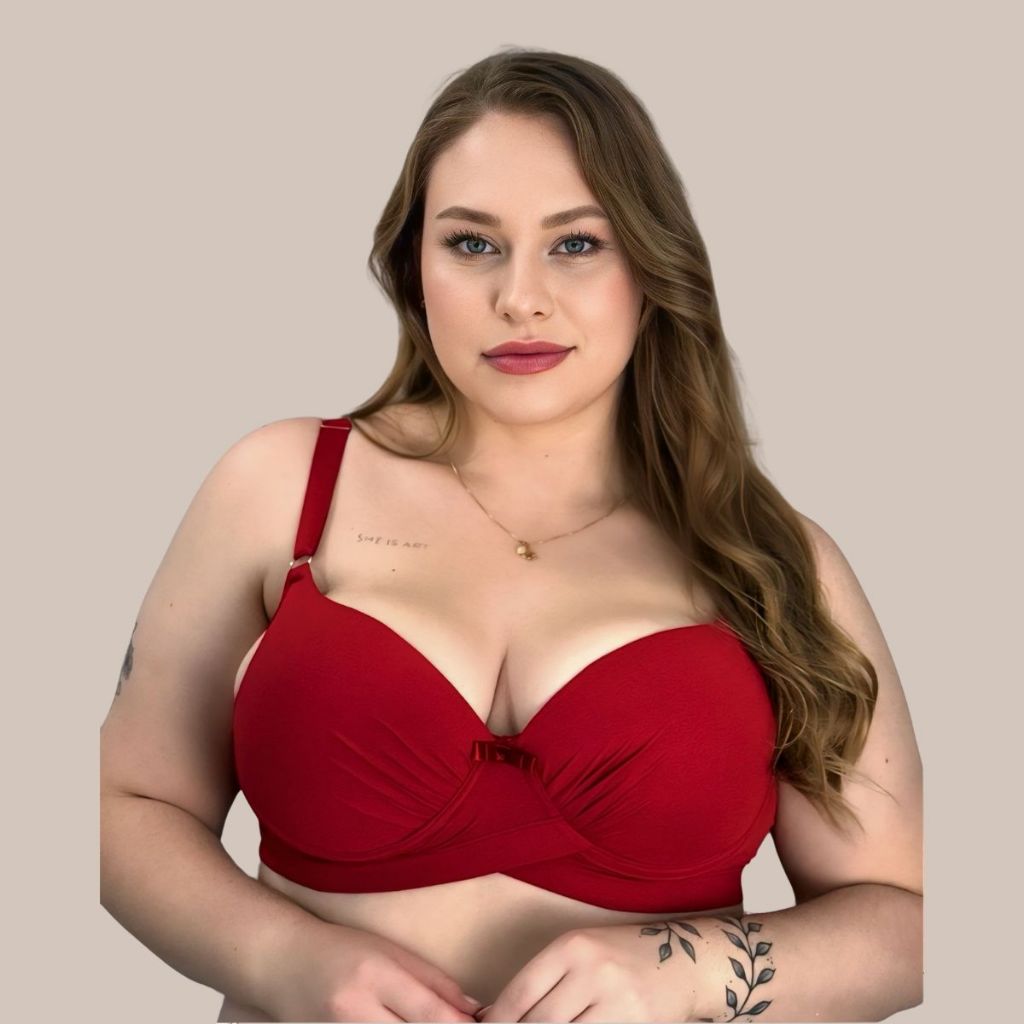 Sutiã Plus Size Todo em Microfibra Reforçado Com Detalhes Em Elástico Nicole.