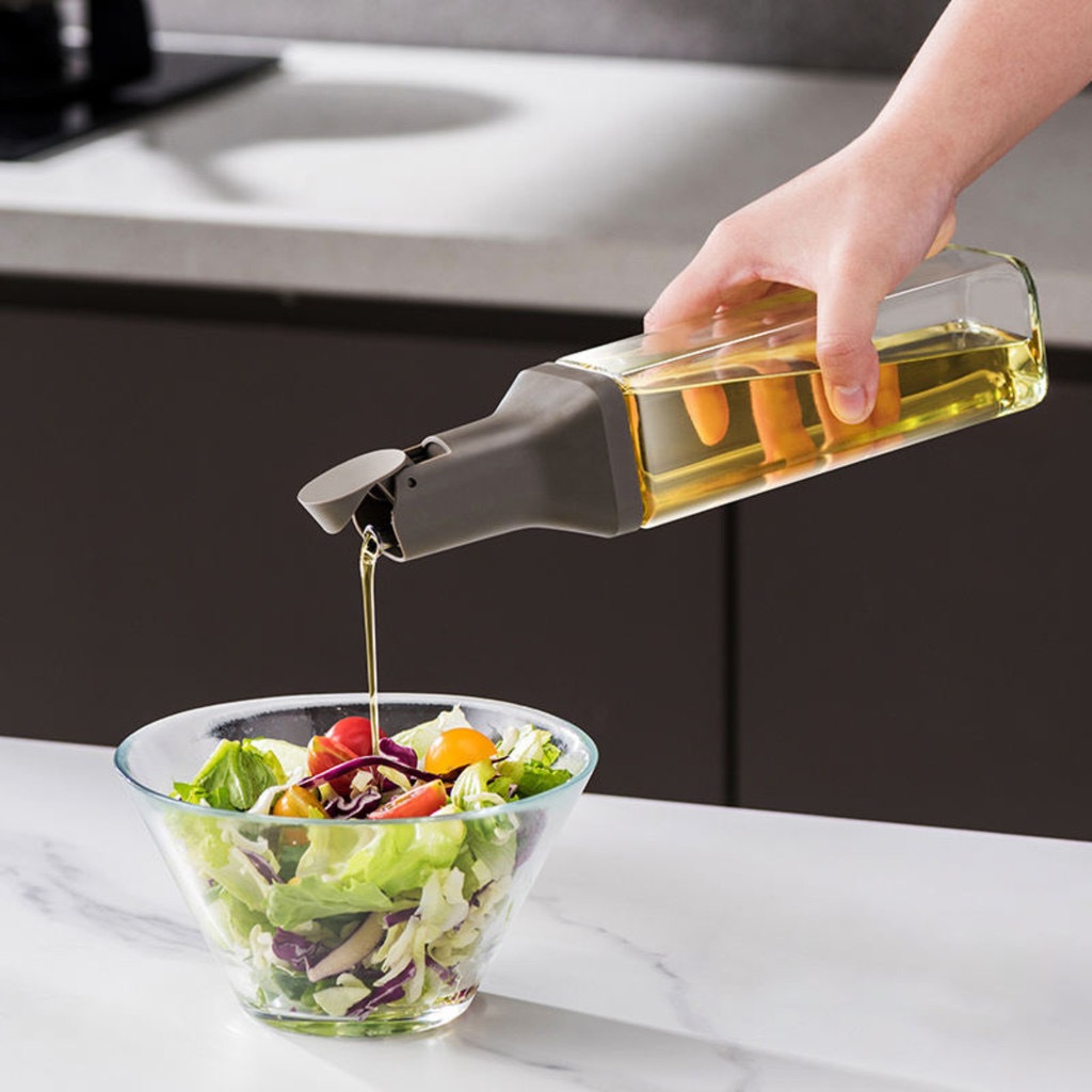 Galheteiro De Vidro 500ml Quadrado Azeite Óleo Vinagre De Cozinha (0489)