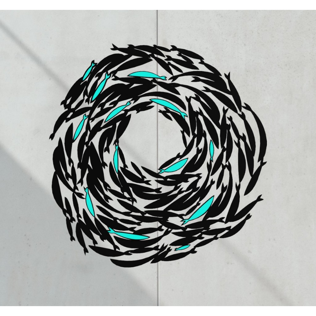 Quadro Vazado Alto relevo Cardume Peixes The Chosen Espiral Mdf Jesus estilo 3D