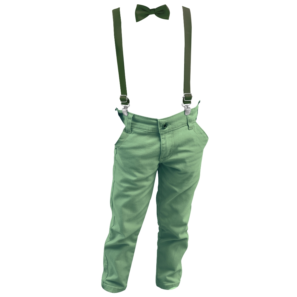 Kit Calça Sarja E Gravata Com Suspensório Acessórios Para Casamento Festa Pagem Combinações