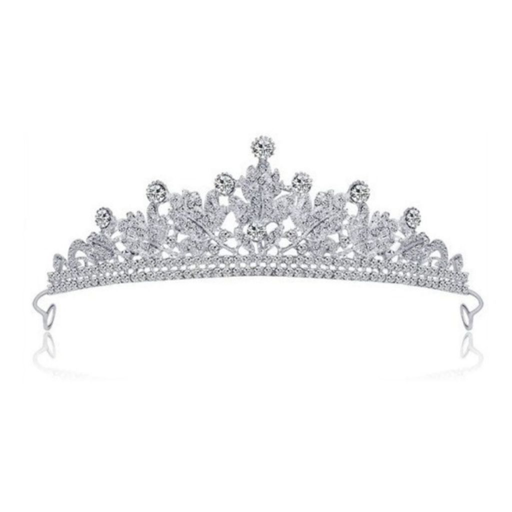 Coroa Tiara Noiva Debutante Prata Porta Coque Casamento T51