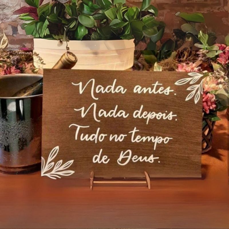 Placa Decorativa Personalizada Para Casamento Tudo No Tempo De Deus em Oferta na Shopee