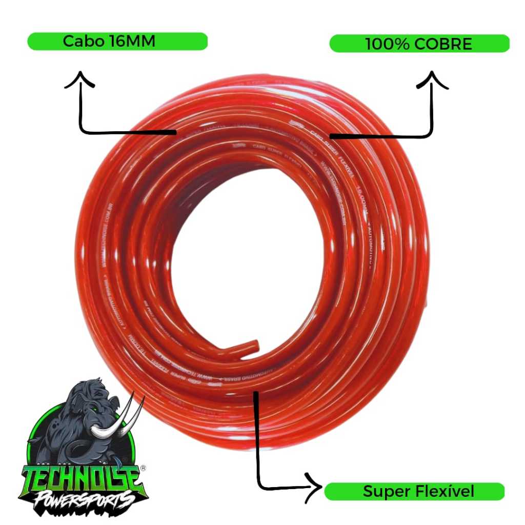 PROMOÇÃO Cabo de Bateria 16mm 100% Cobre Som Automotivo Amplificador