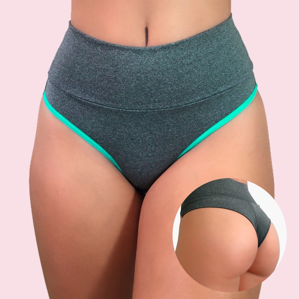 Kit 3 Calcinhas Fitness Modeladoras com Cós Alto e Fio Dental Duplo - VIÉRE