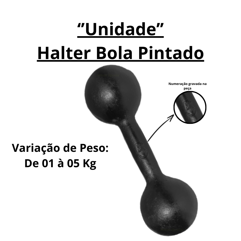 1 Halter Pintado - 1 Kg a 5 Kg / Treino Musculação Peso Academia Fortalecimento Muscular C/ 1 Unid