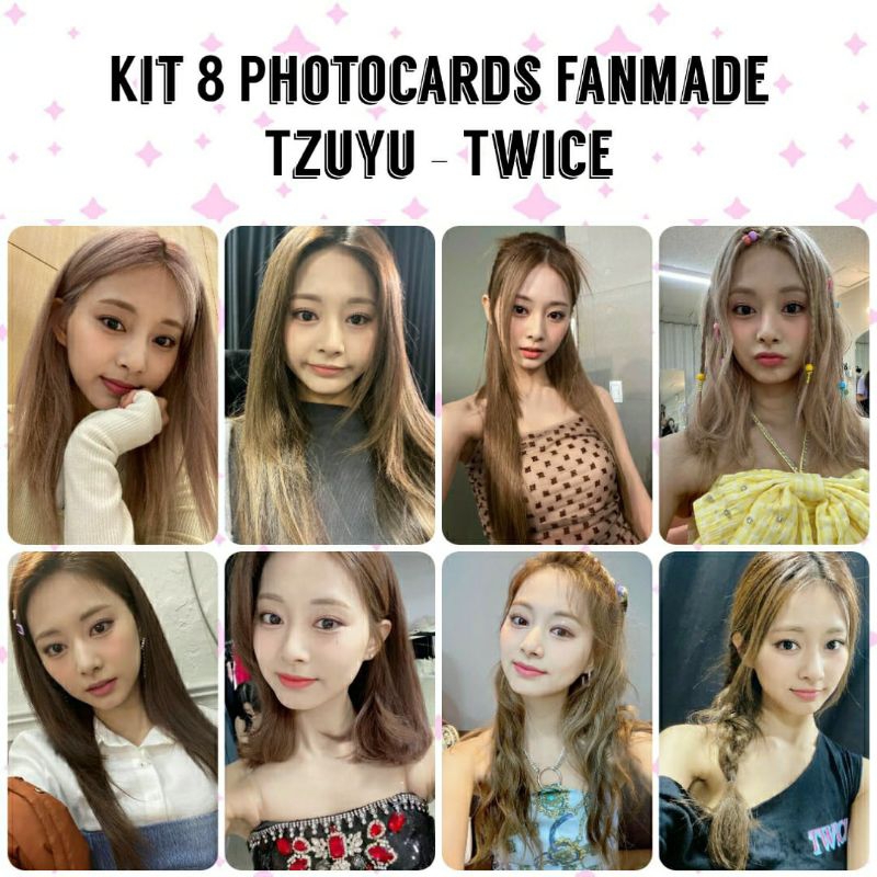 Kit 8 Photocards Fanmade Tzuyu Twice - Kpop - Frente e Verso - Plastificado