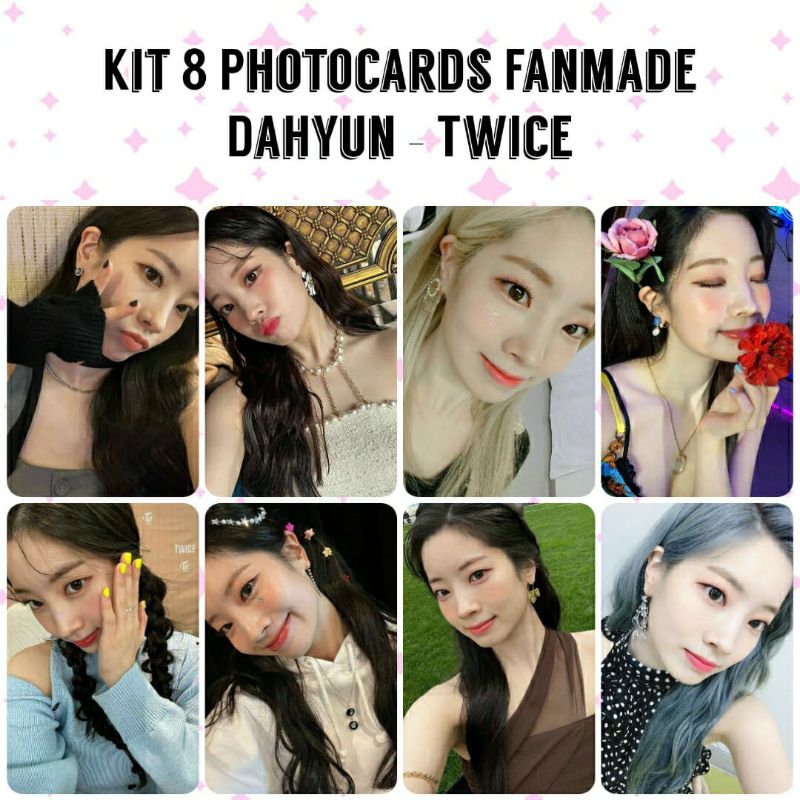 Kit 8 Photocards Fanmade Dahyun Twice - Kpop - Frente e Verso - Plastificado