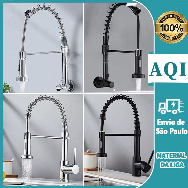 Torneira Cozinha Gourmet Monocomando com pulverizador removível  de Mesa  /Em paredes