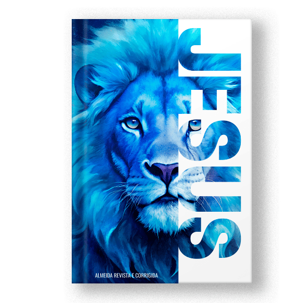 Bíblia Letra Grande Capa Dura Harpa E Corinhos Leão Azul Jesus Fitilho Moderna 033 em Oferta na Shopee