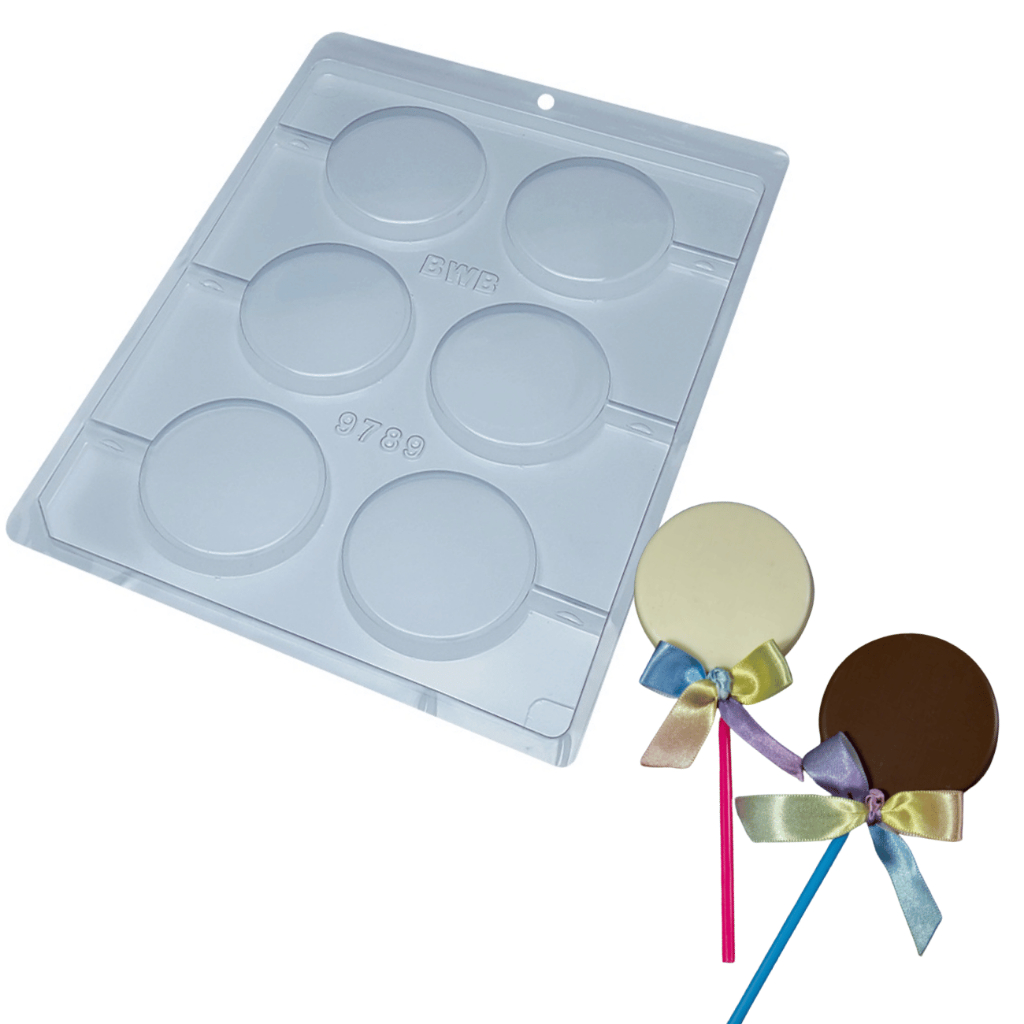 Forma Simples Pirulito Redondo Liso 60 mm cod 9789 em Acetato BWB Para Bombom e Doces de Chocolate e Confeitaria Páscoa em Oferta na Shopee