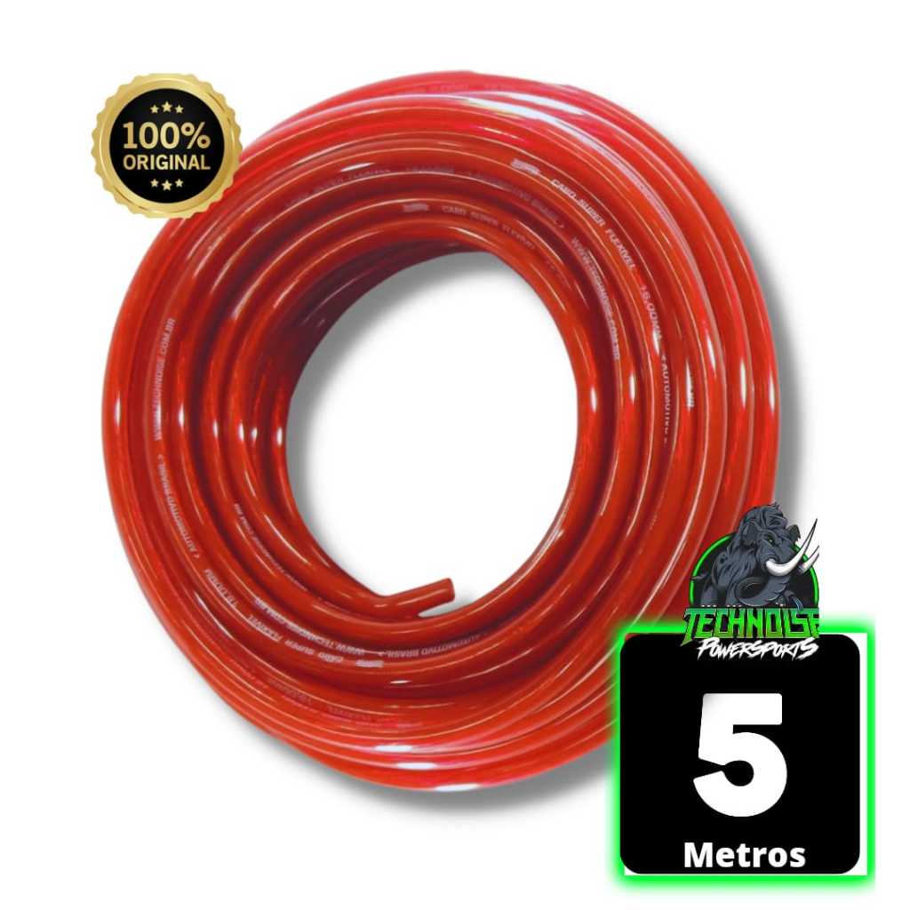 Cabo de bateria 16mm 5 mts 100% Cobre Technoise 100% cobre 5 metros som automotivo