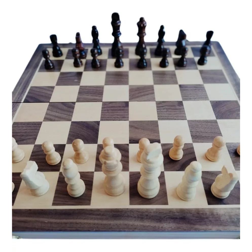 Jogo Xadrez Damas Gamão Madeira Unique 29x29cm Apw5001g Menor Preço - Miniatura 3