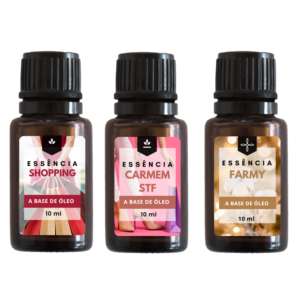 Kit Essência Cheirinho de Loja - Shopping, Carmen, Farmy 10ml a Base de Óleo 03 Unidades em Oferta na Shopee