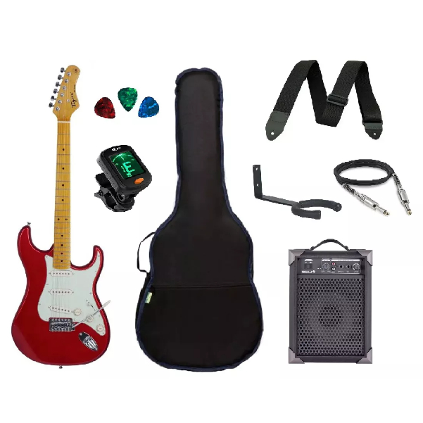 Kit Guitarra Tagima Strato Tg530 CA Acessórios + Amplificador