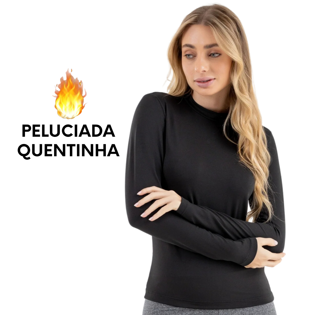 Blusa Térmica Feminina Peluciada Manga Longa Inverno Quentinha