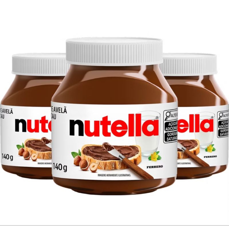 kit 3 creme de avelã Nutella pote 140g em Oferta na Shopee