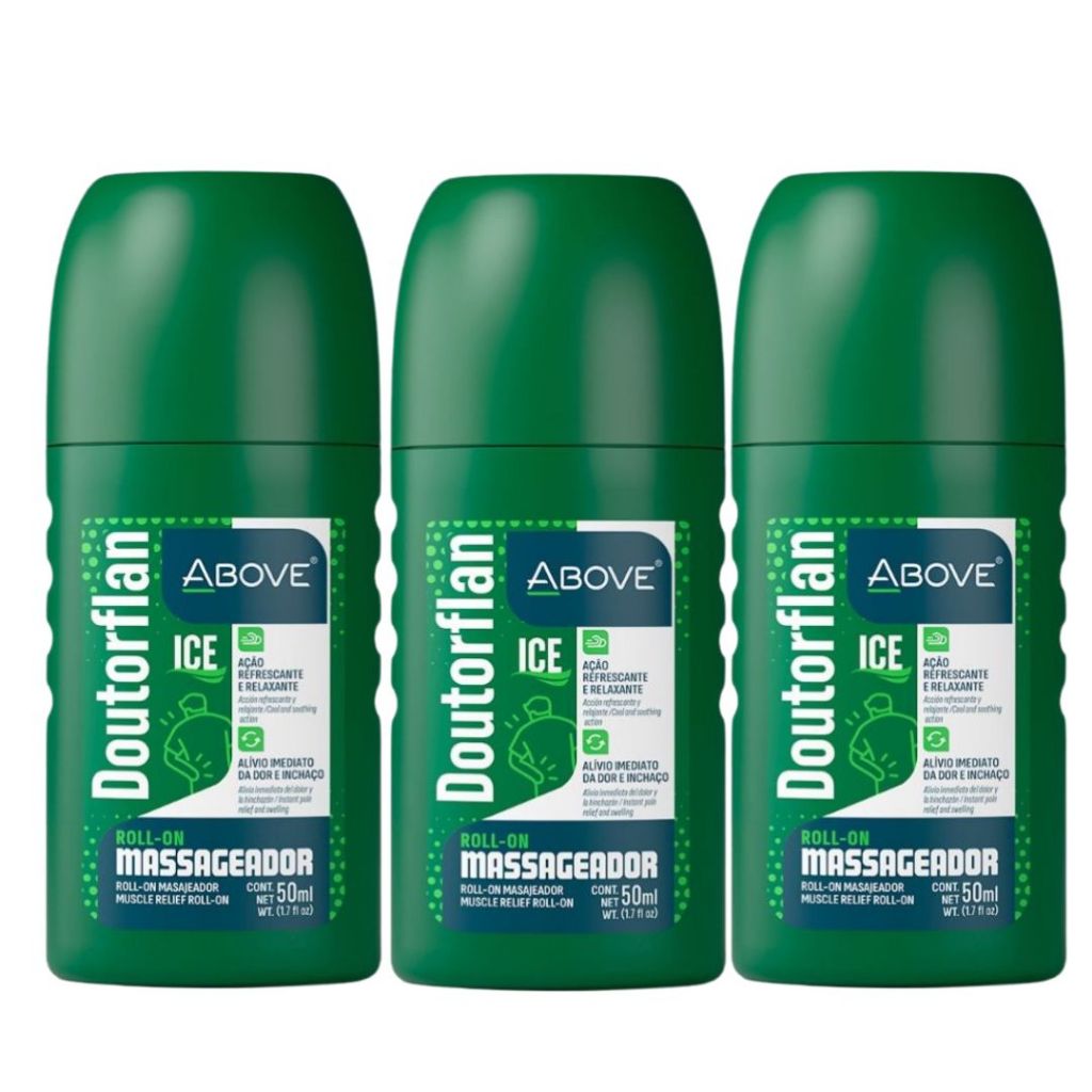 Doutorflan Above Roll-On Massageador Ice – 50ml kit 3 unidades