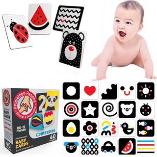 Cartão Estimulante Visual 0 a 12 Meses Para Bebê Cartão Colorido Preto e Branco
