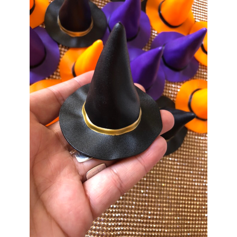 Aplique chapéu de bruxa halloween 63mm em plástico-2unid