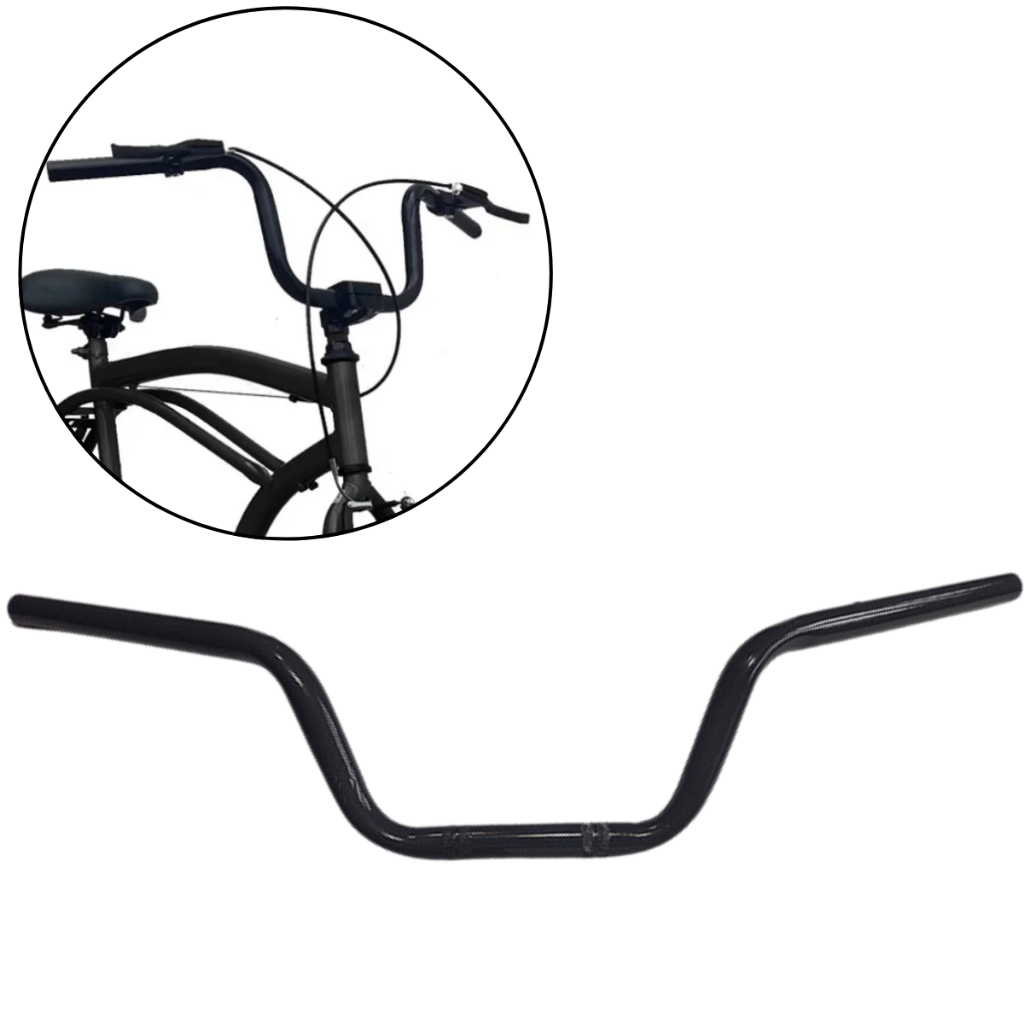Guidão Preto Curvo Tipo CG Moto Preto Para Bicicleta Bike Tropical 620mm x 22.2mm em Oferta na Shopee